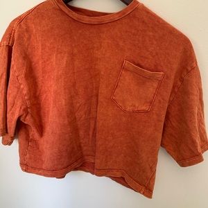 Topshop Orange Cropped Tee Baggy Fit